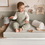 Ralphie Bear Gingham Sage Green Anti Roll Wedge Baby Changing Mat 2