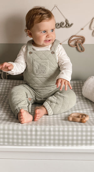 Ralphie Bear Gingham Sage Green Anti Roll Wedge Baby Changing Mat 2
