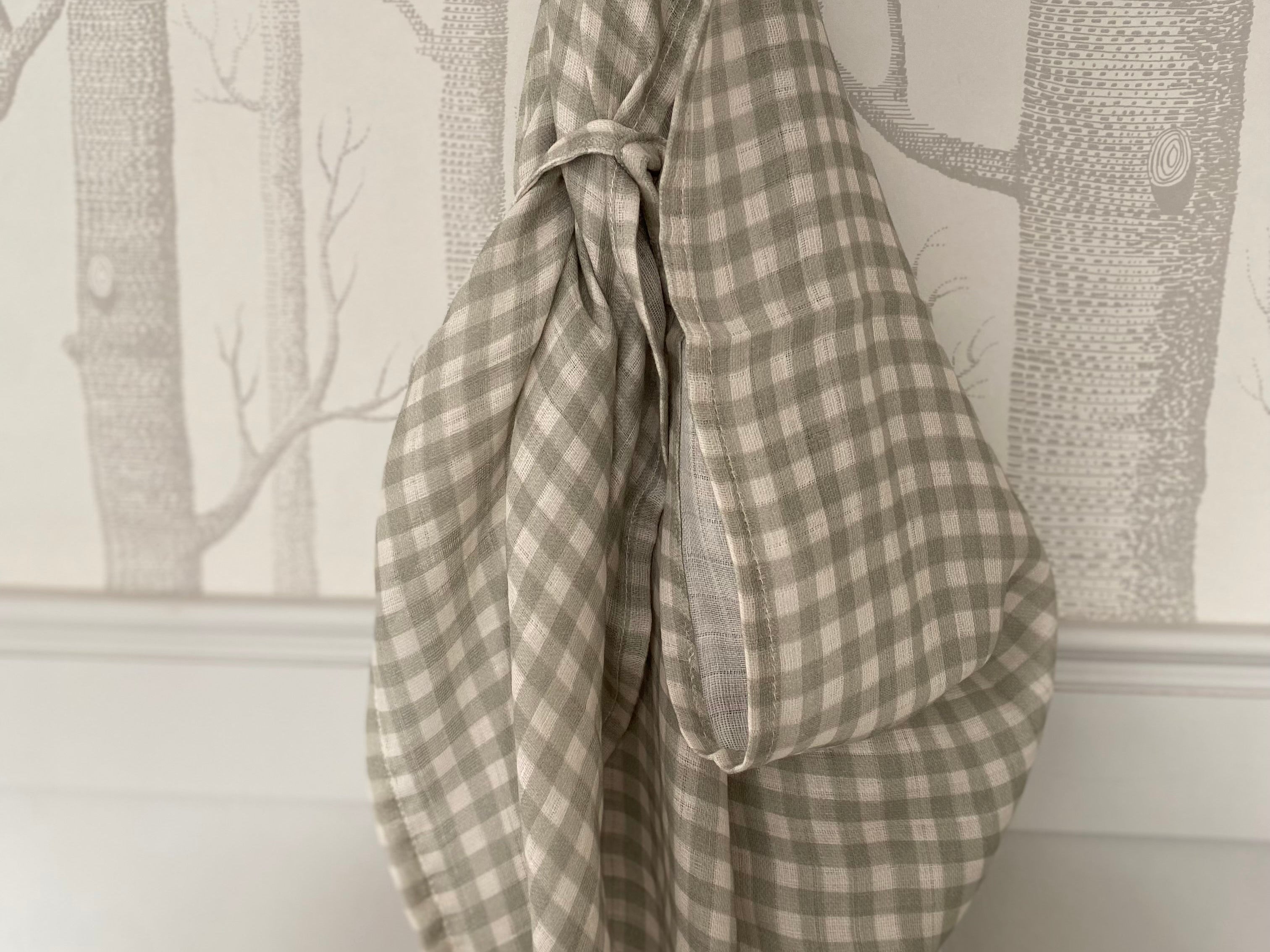 Ralphie Bear Gingham Sage Large Swaddle Muslin 11