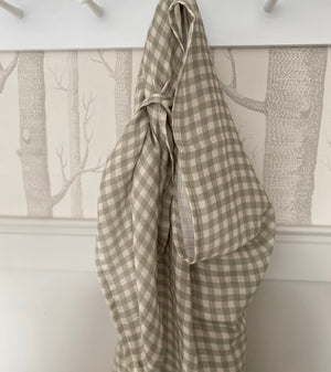 Ralphie Bear Gingham Sage Large Swaddle Muslin 11