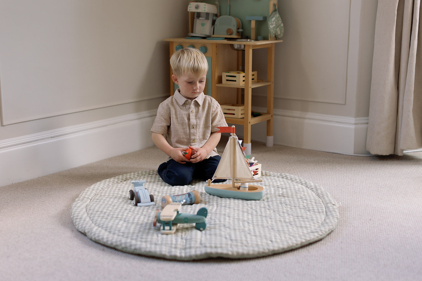 Ralphie Bear Ralphie Bear Sage Green Gingham Quilted Playmat 2