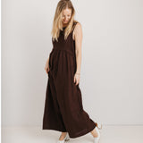 JOURNY Ada Jumpsuit Linen Chocolate Brown 2