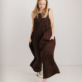 JOURNY Ada Jumpsuit Linen Chocolate Brown 3