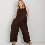 JOURNY Ada Jumpsuit Linen Chocolate Brown 4