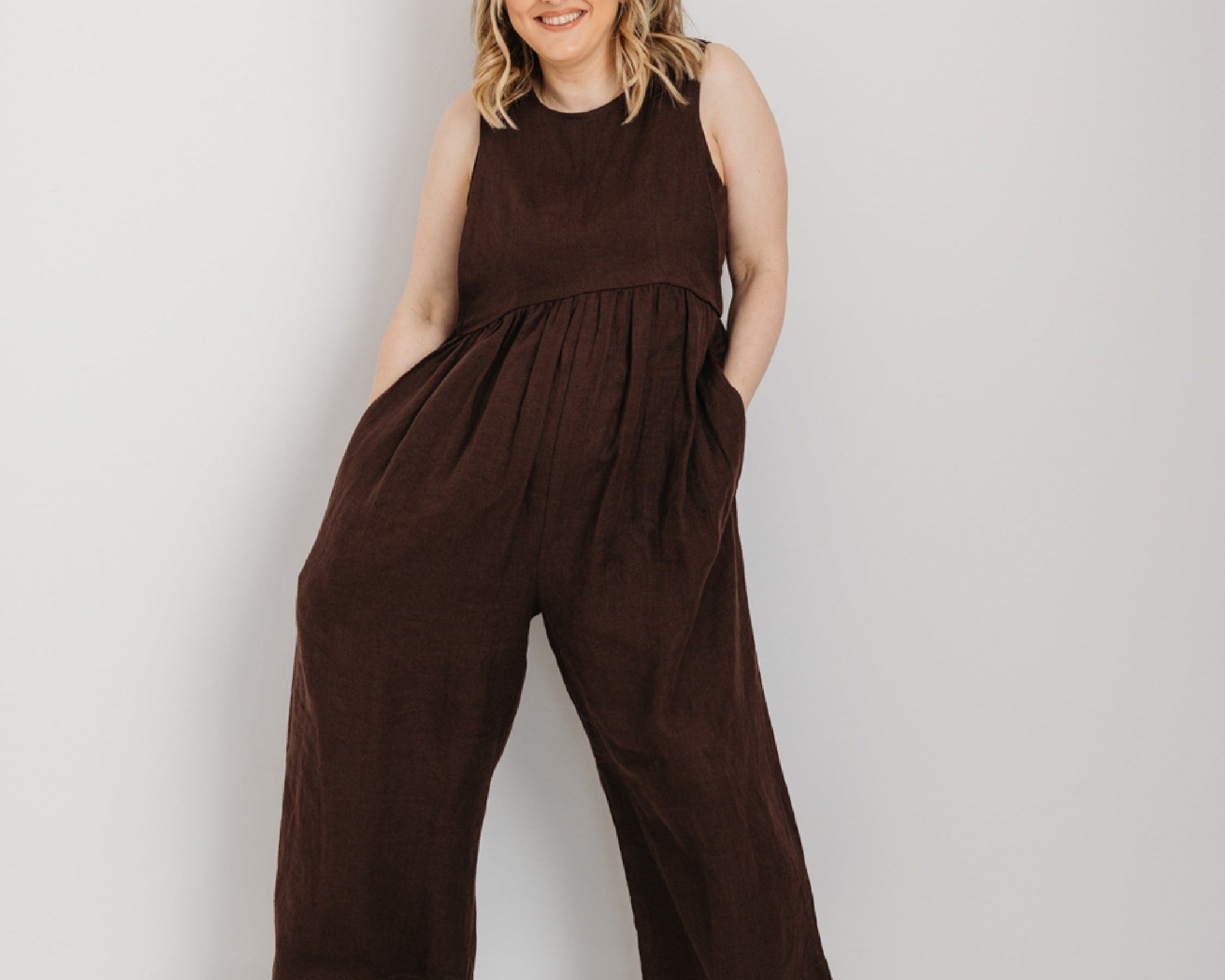 JOURNY Ada Jumpsuit Linen Chocolate Brown 4