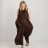 JOURNY Ada Jumpsuit Linen Chocolate Brown 5