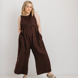 JOURNY Ada Jumpsuit Linen Chocolate Brown 6