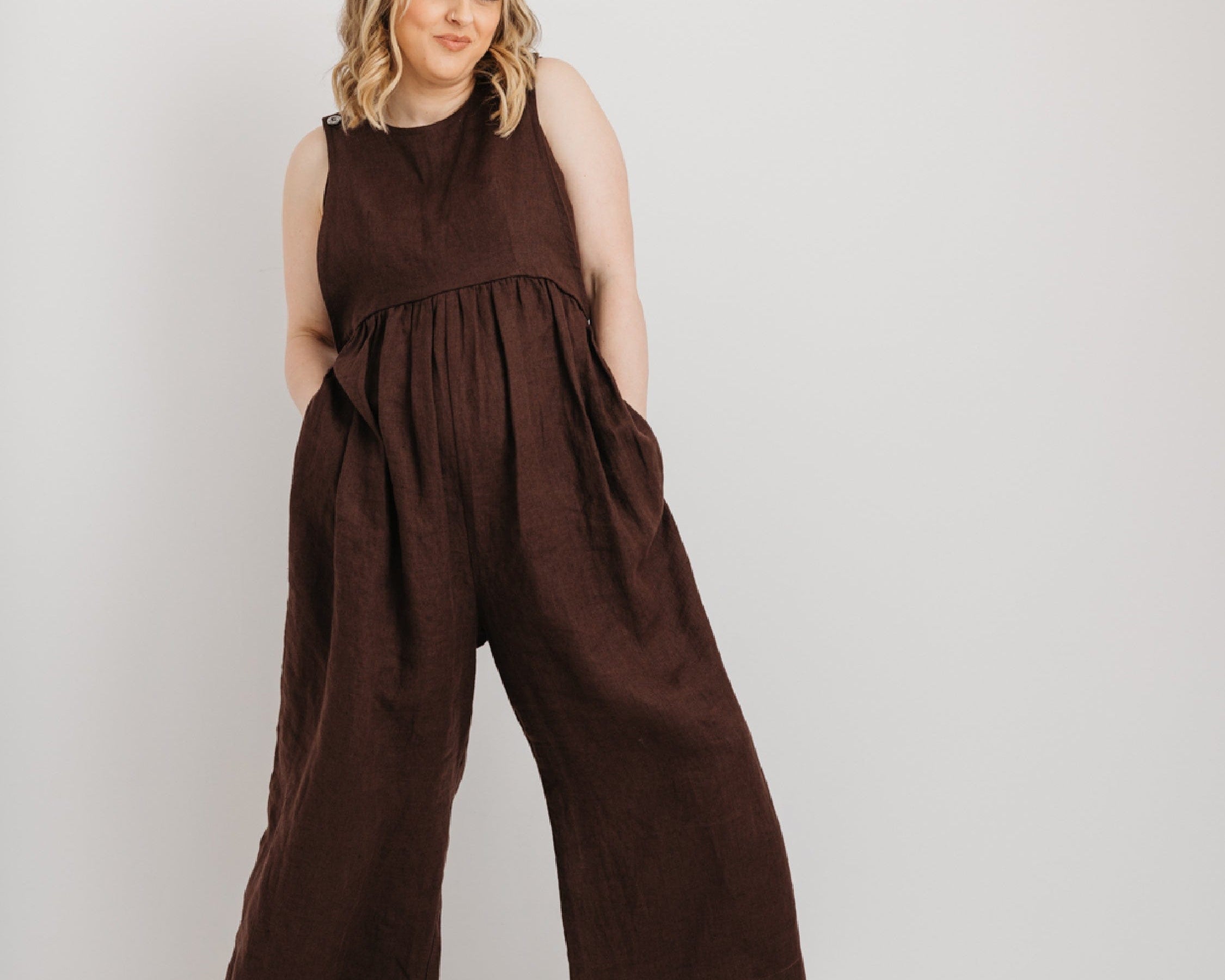 JOURNY Ada Jumpsuit Linen Chocolate Brown 6