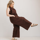 JOURNY Ada Jumpsuit Linen Chocolate Brown 7