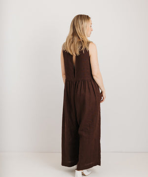 JOURNY Ada Jumpsuit Linen Chocolate Brown 9