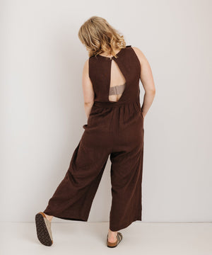 JOURNY Ada Jumpsuit Linen Chocolate Brown 10