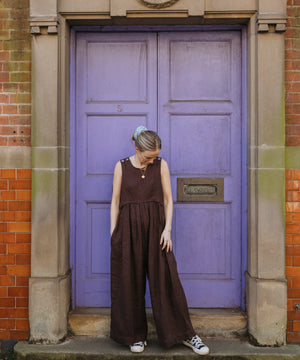 JOURNY Ada Jumpsuit Linen Chocolate Brown 11