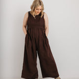 JOURNY Ada Jumpsuit Linen Chocolate Brown 1