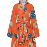 Austin Mini Dress in Orange Plates print by Palm Noosa 