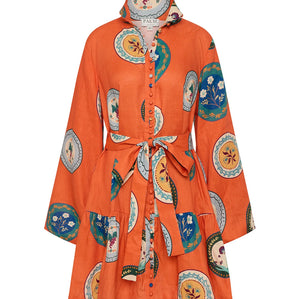 Austin Mini Dress in Orange Plates print by Palm Noosa 
