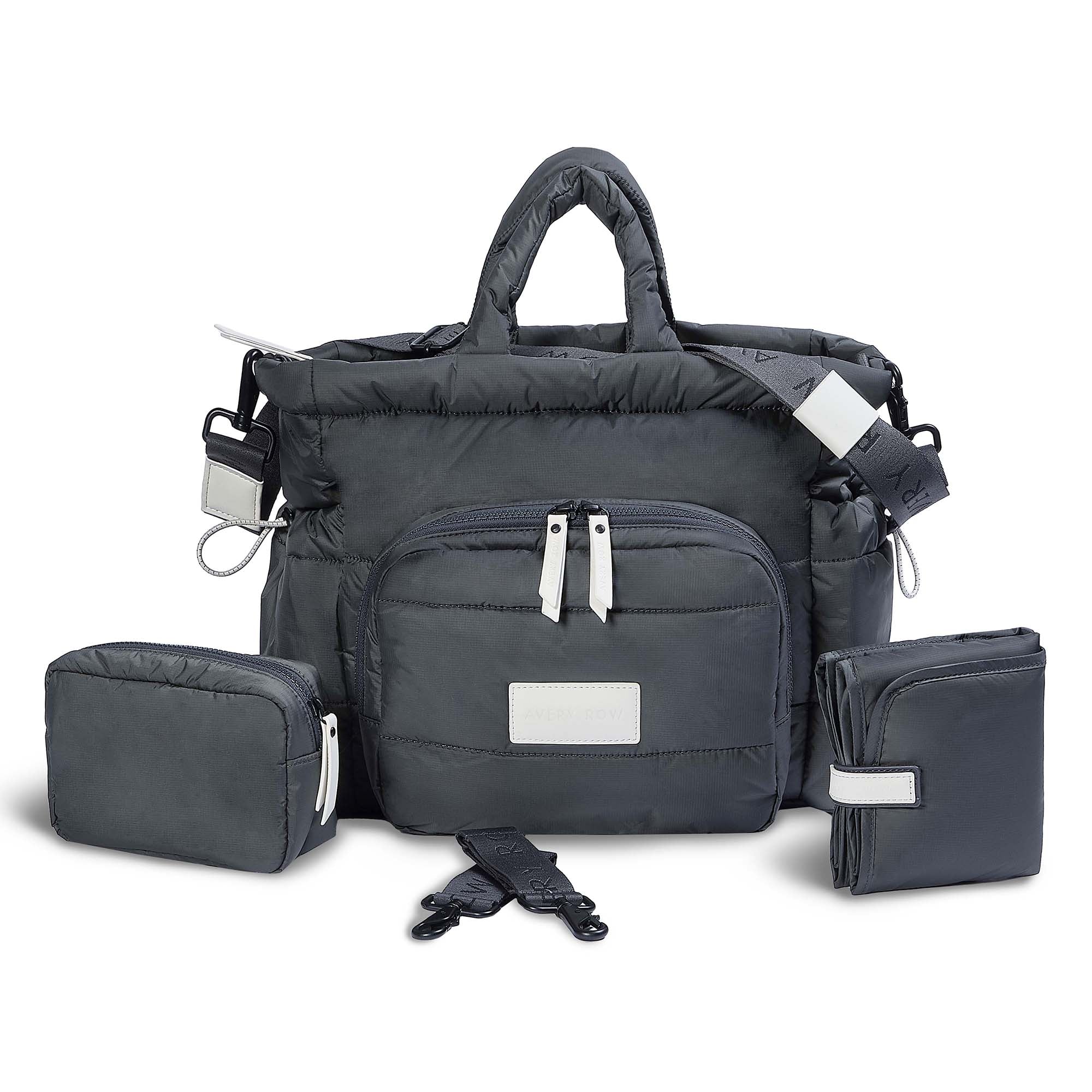Avery Row Baby Changing Tote Bag Soft Black Stylish Parenting
