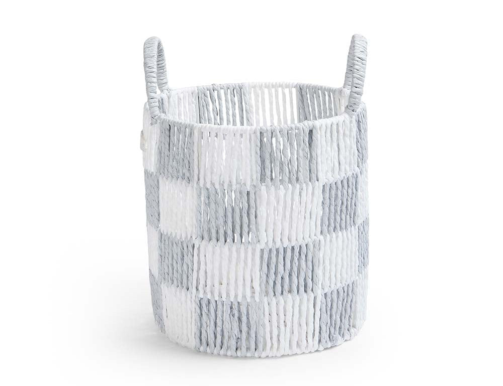 Avery Row Checkerboard Storage Basket Small Powder Blue 2