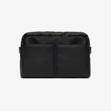 Black bag with two compartments on a white background