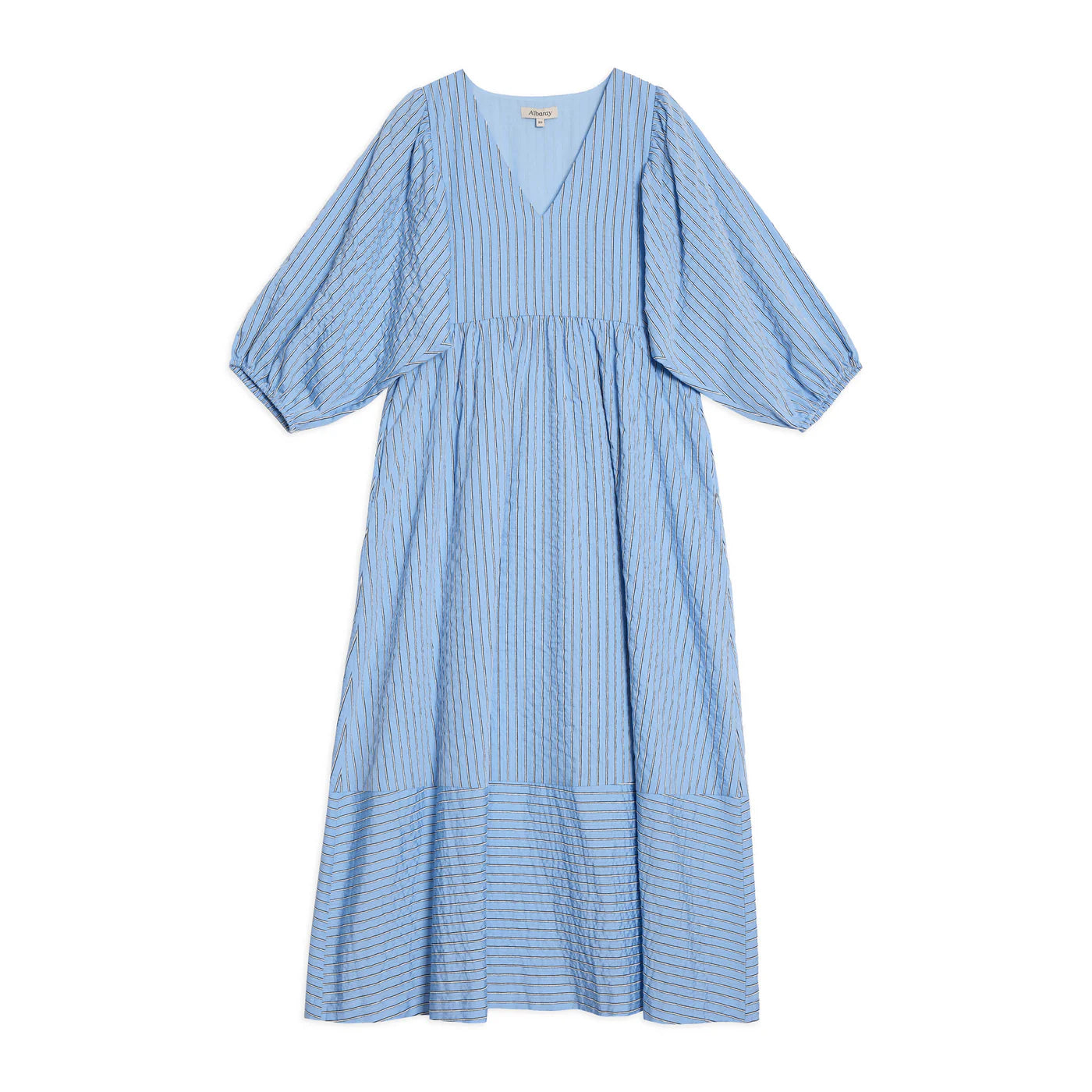 Maternity Dress for Pregnancy & Postpartum | Blue Stripe V Neck Dress | For The Creators Maternity Dress for Pregnancy & Postpartum | Blue Stripe V Neck Dress | For The Creators