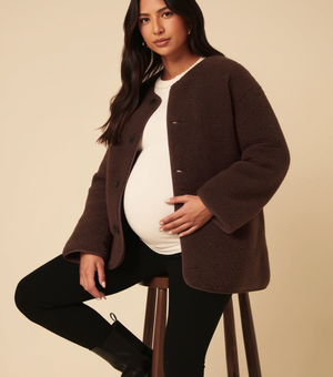 Brown Reversible Borg Qulited Jacket Maternity 2