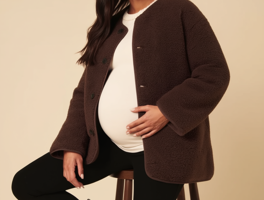Brown Reversible Borg Qulited Jacket Maternity 2