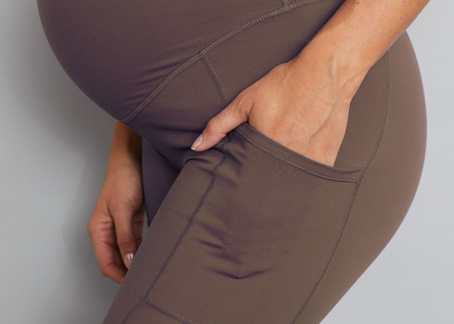 Natal Active Luxe Maternity and Postnatal Leggings Chocolate Brown 2