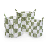 Avery Row Checkerboard Storage Basket Set of 3 Sage 2