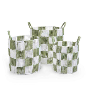 Avery Row Checkerboard Storage Basket Set of 3 Sage 2