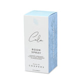 Calm Room Spray presentation box with the Calm script logo, labelled lavender, bergamot and frankincense, 2 fl oz 60ml