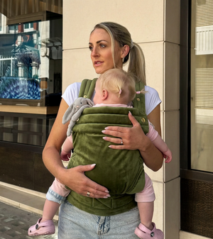 Bizzi Growin Velvet Baby Carrier Cedar Green 1