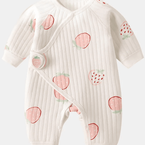 Strawberry Boucle Wrap Babygrow Romper by Cozy Crew Club