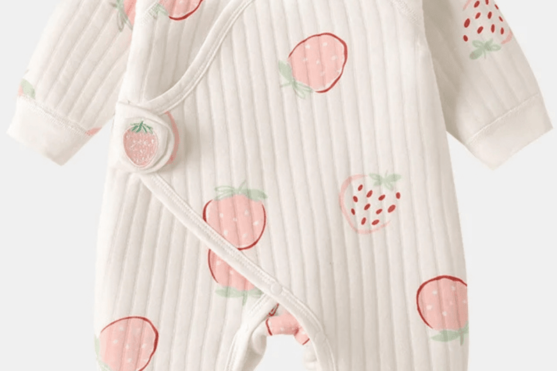 Strawberry Boucle Wrap Babygrow Romper by Cozy Crew Club