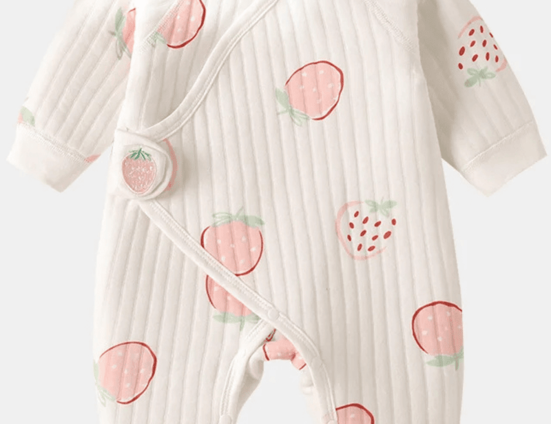 Strawberry Boucle Wrap Babygrow Romper by Cozy Crew Club