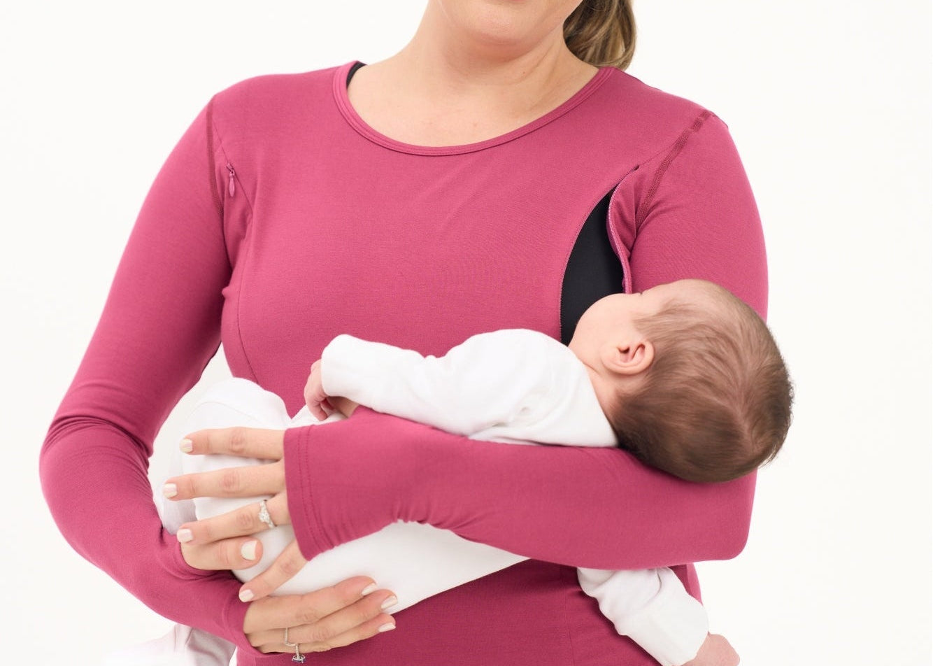 Natal Active Bamboo Maternity Breastfeeding Long Sleeved Top Cherry 1