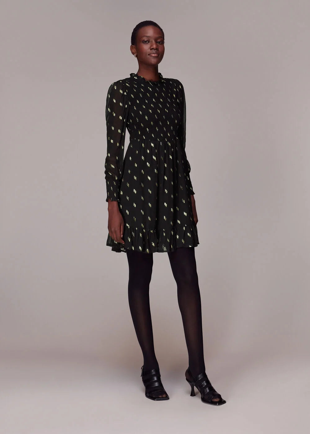 Dobby Shirred Dress