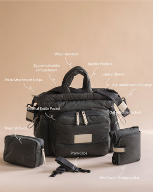 Avery Row Baby Changing Tote Bag Soft Black 3