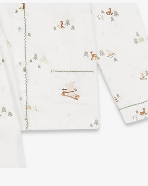 Flannel fabric with animal pattern on a white background