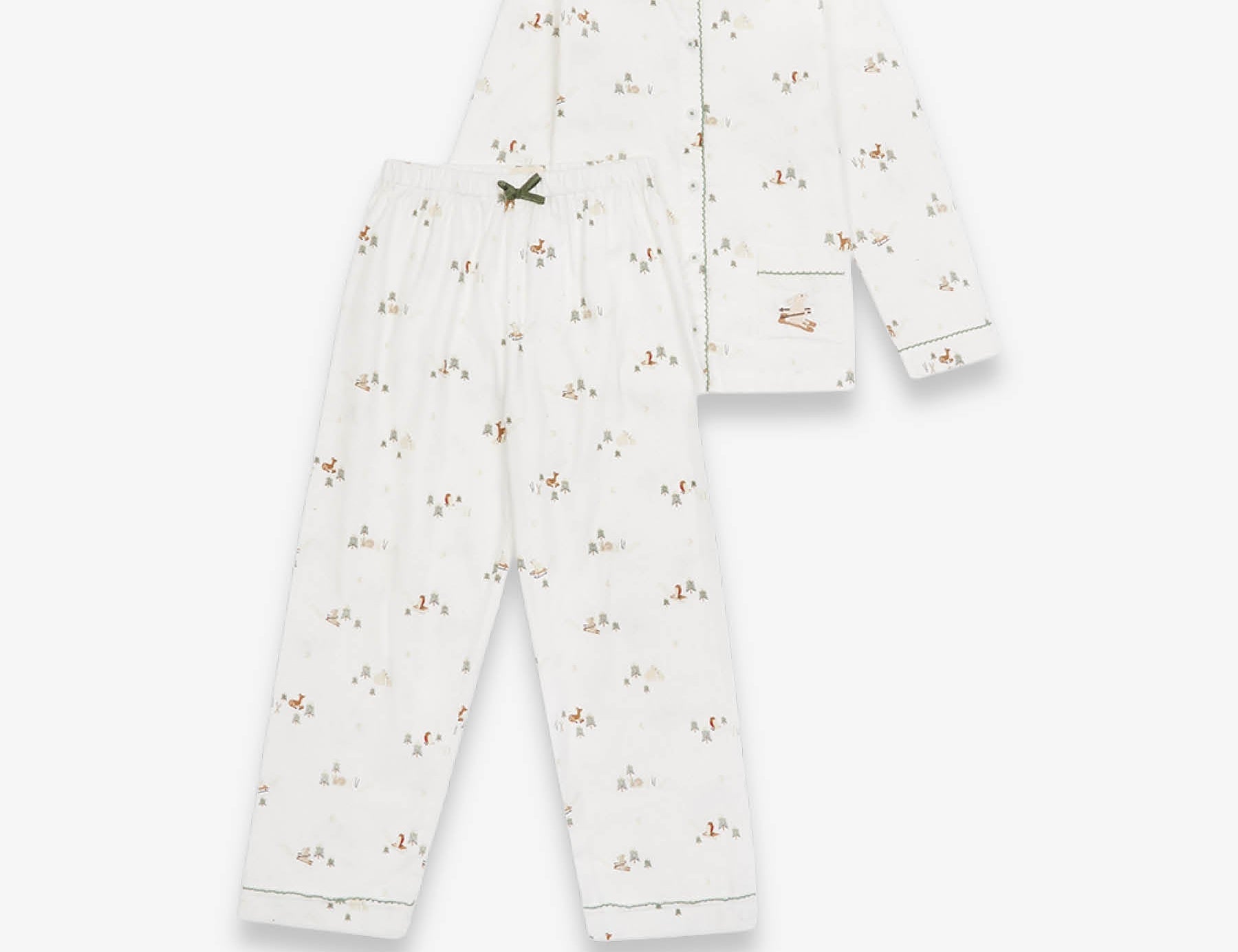 Children's pajama set with floral pattern on a white background