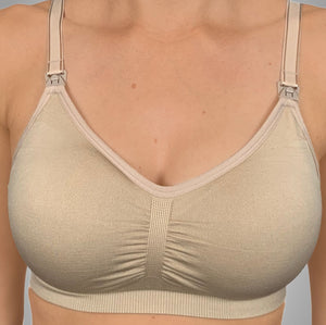 Beige bra on a gray background
