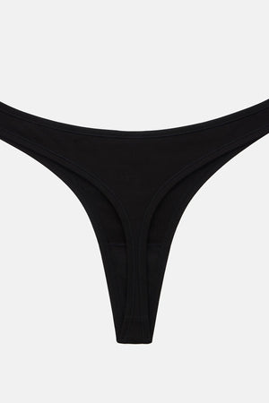 Black ribbed thong underwear with a high waistband, shown flat against a light gray background.
