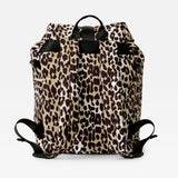 Elise Eco Changing Backpack Leopard, back view showing padded shoulder straps and top carry handle