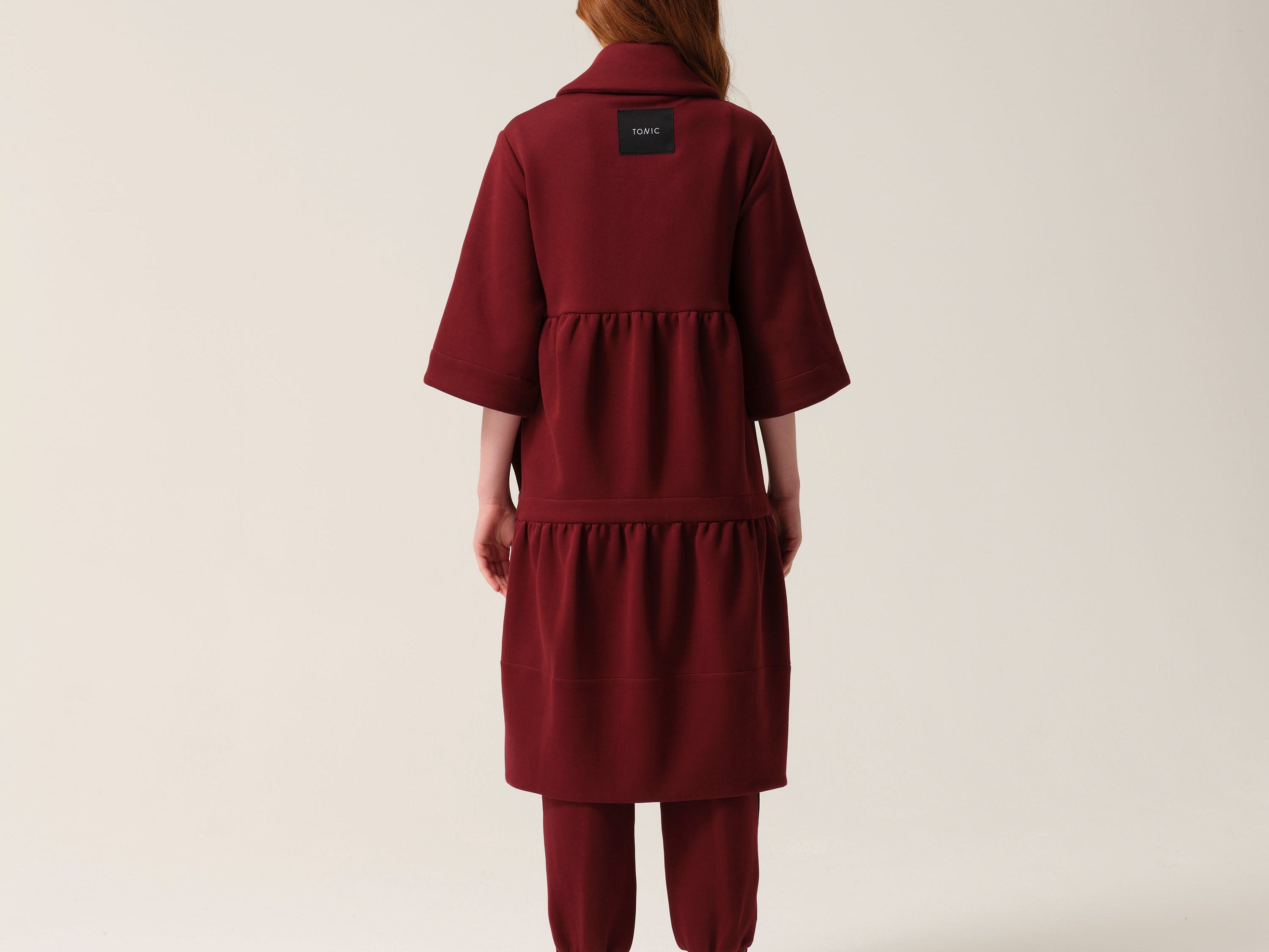 Tonic London Womens Magic Pocket Drain Robe Burgundy 4