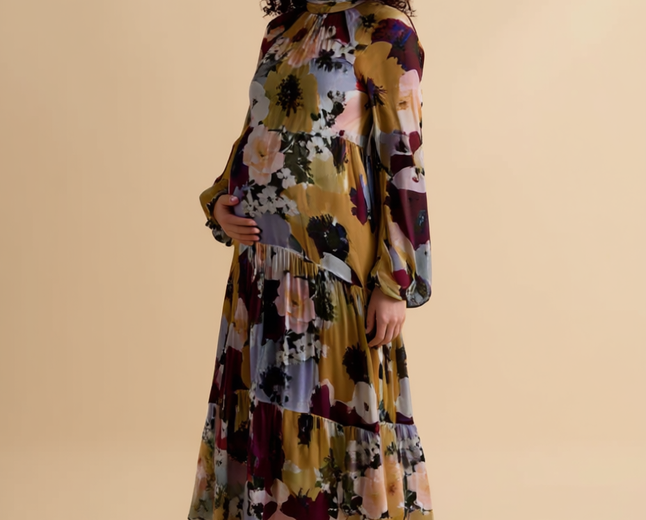Florere Floral Print Tiered Midi Dress 1
