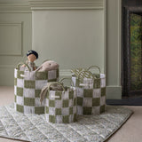 Avery Row Checkerboard Storage Basket Set of 3 Sage 1
