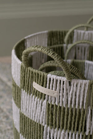 Avery Row Checkerboard Storage Basket Set of 3 Sage 3