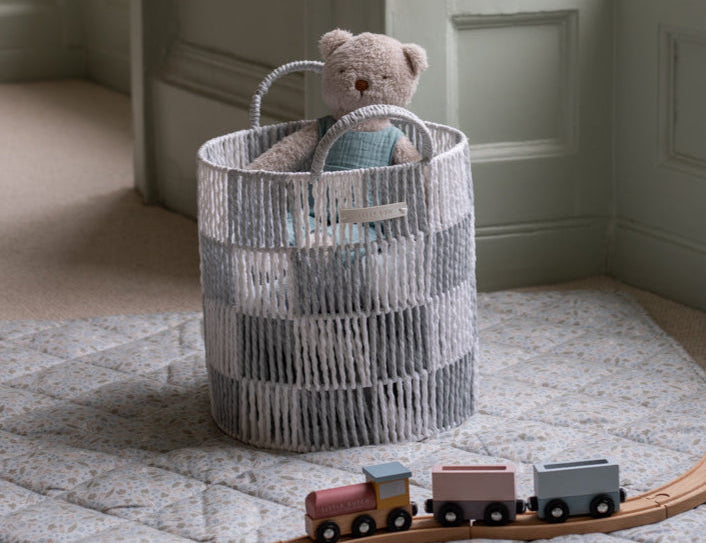 Avery Row Checkerboard Storage Basket Medium Powder Blue 1