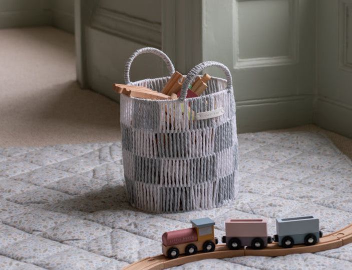 Avery Row Checkerboard Storage Basket Small Powder Blue 1
