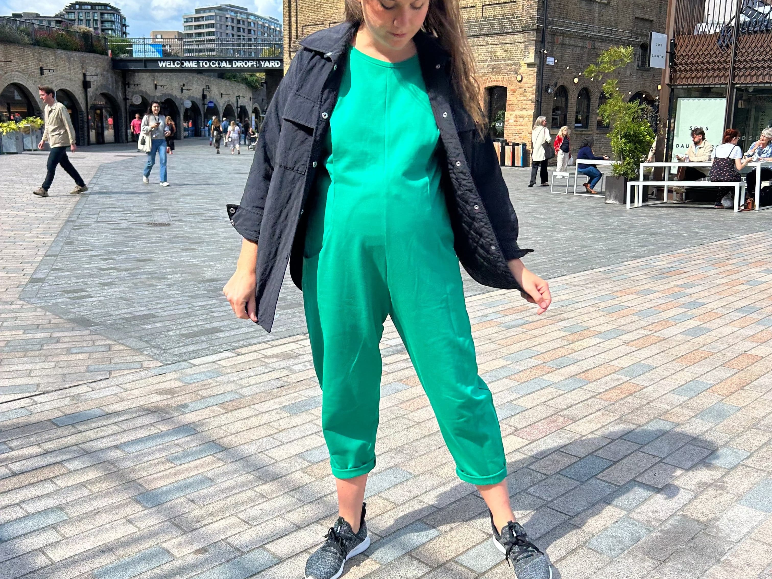 JOURNY Etta Jumpsuit Maternity Breastfeeding Friendly Green French Terry 6