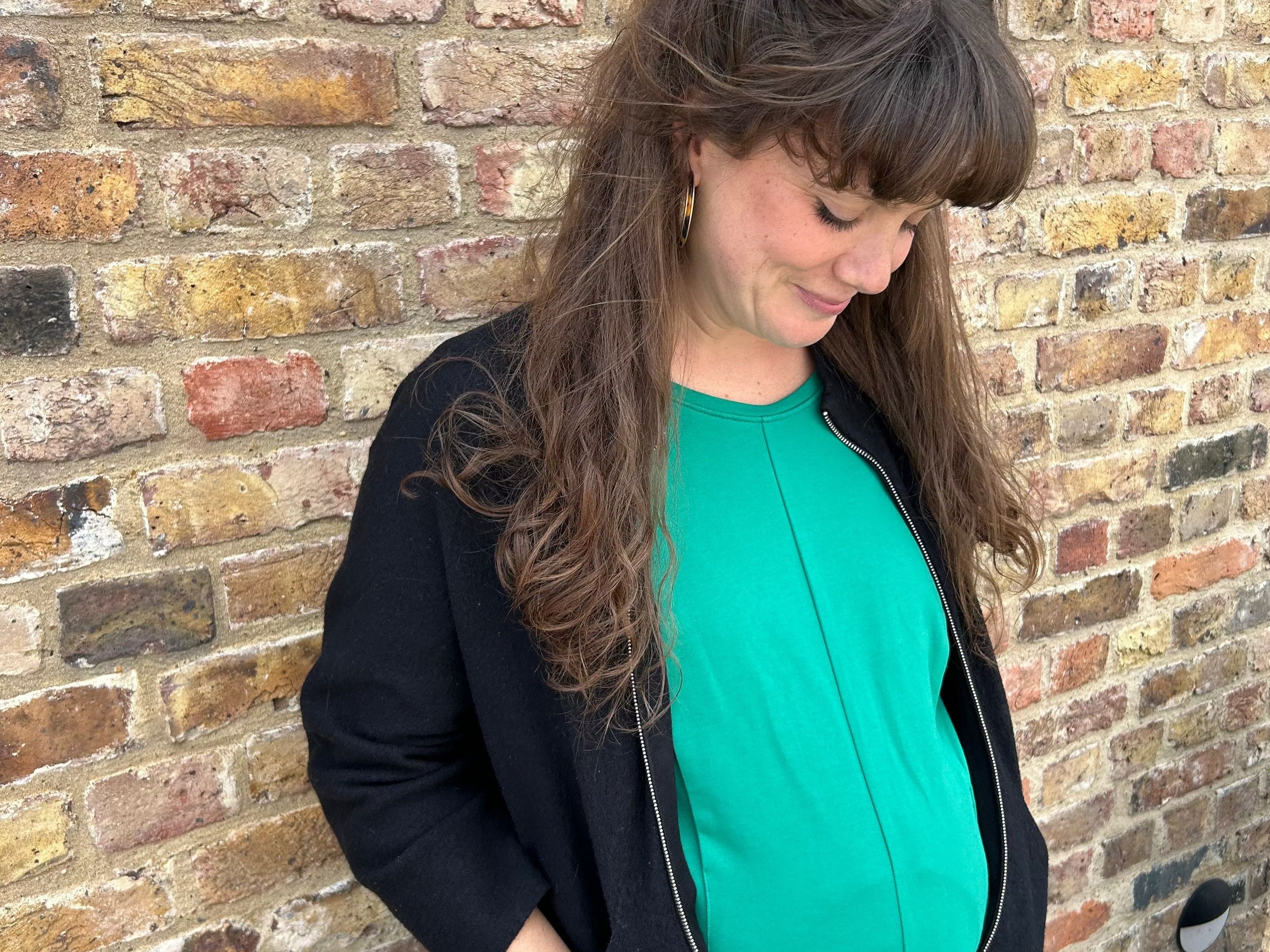 JOURNY Etta Jumpsuit Maternity Breastfeeding Friendly Green French Terry 7