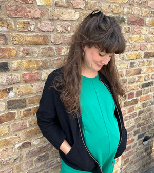 JOURNY Etta Jumpsuit Maternity Breastfeeding Friendly Green French Terry 7